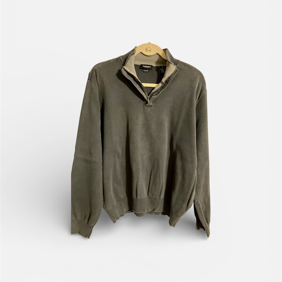 Van Heusen Studio Men’s Quarter-Zip Button Combo Pullover – Size Large - Picture 2 of 10